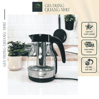 Ấm siêu tốc thủy tinh trong suốt dze199 úc kèm lõi lọc trà dozzi 1.7l