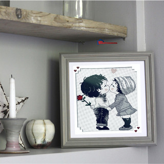 Tranh Thêu Chữ Thập dễ thương. Kích Thước: 34cm x 35cm