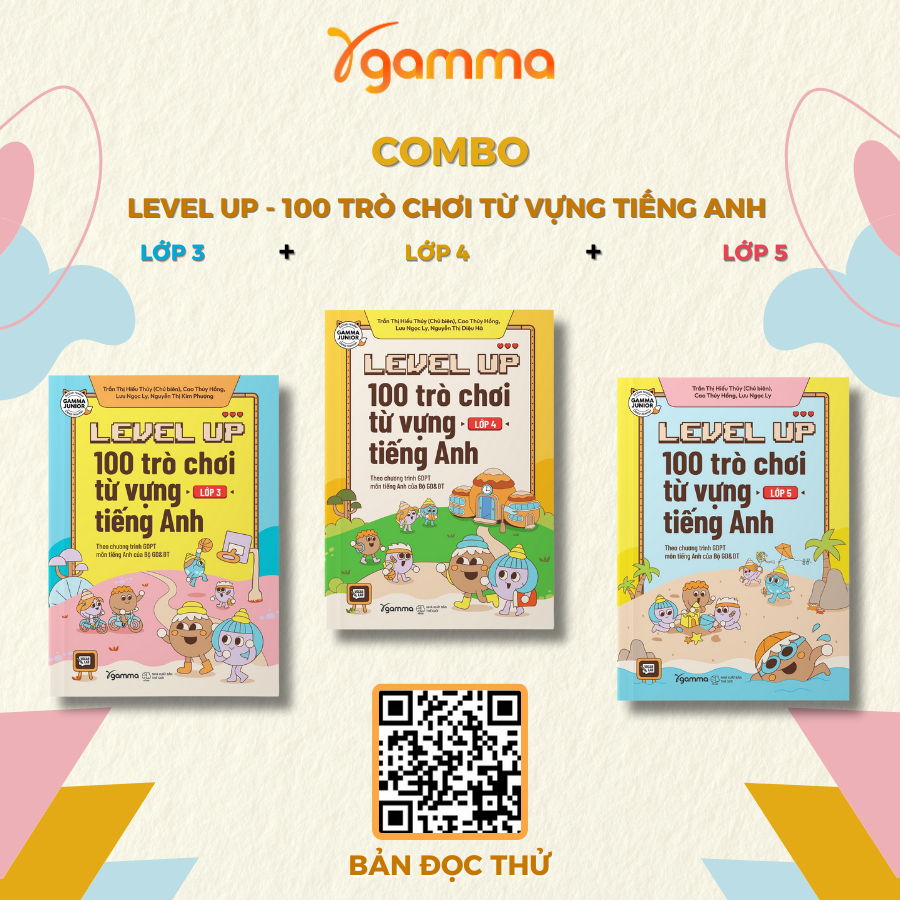 Sách - Lẻ/Combo: Level Up - 100 Trò Chơi Từ Vựng Tiếng Anh Dành Cho Học Sinh Tiểu Học: Lớp 3 + Lớp 4 + Lớp 5 (ETS)