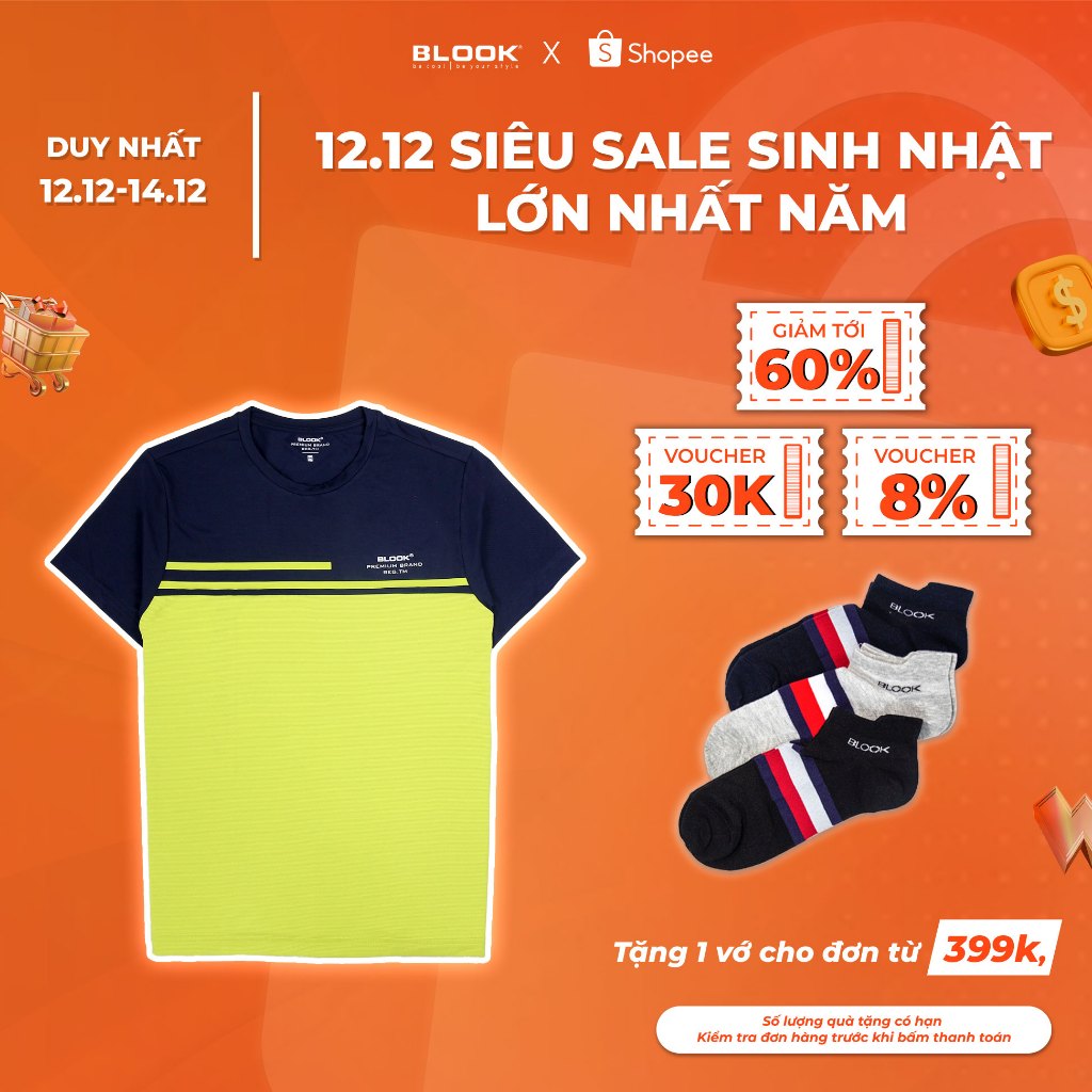 Áo Thể Thao Nam BLOOK cổ tròn ngắn tay vải thoáng mát co giãn chuẩn form nhiều màu mã 35575