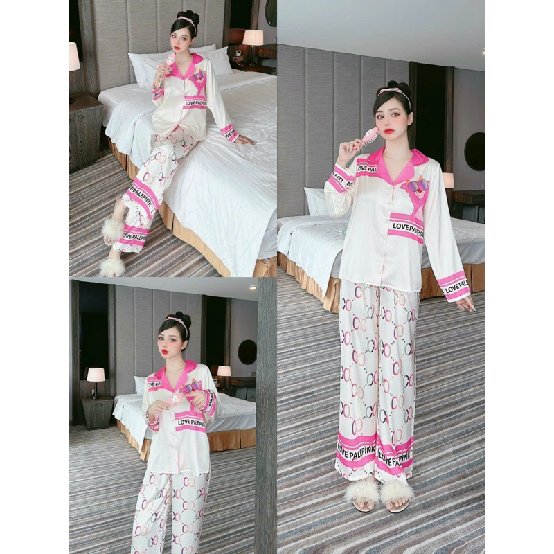 Pyjama tay dài quần dài chất lụa xước