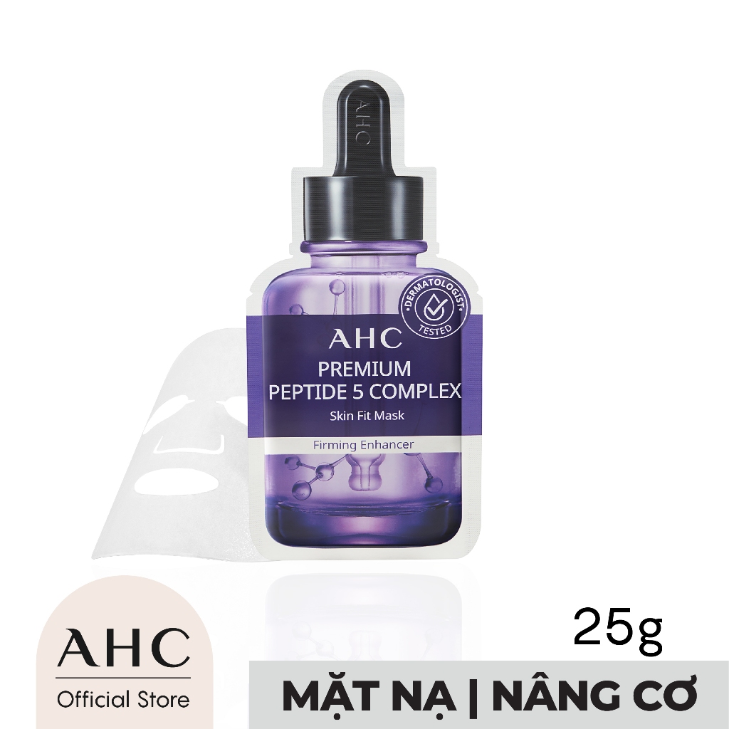 [Quà Tặng] Mặt Nạ Săn Chắc Da - AHC Premium Peptide 5 Complex Skin Fit Mask 27ml x 5 Miếng/ Hộp