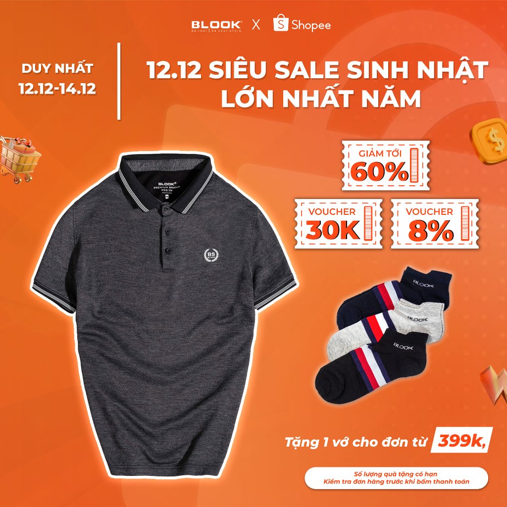 Áo Polo nam Premium BLOOK chất vải thun dệt sợi dày dặ màu ĐỎ mã 23570