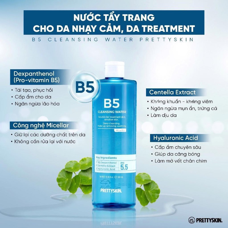 Nước Tẩy Trang B5 Sạch Sâu, Dịu Nhẹ, Phù Hợp Cho Da Nhạy Cảm & Da Treatment - 500ml- HÀN QUỐC