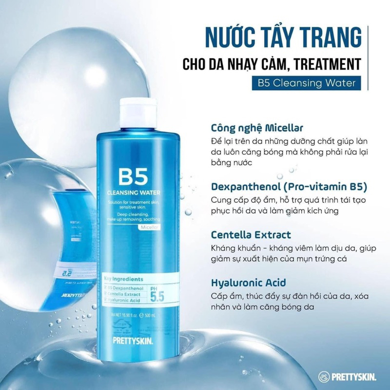 Nước Tẩy Trang B5 Sạch Sâu, Dịu Nhẹ, Phù Hợp Cho Da Nhạy Cảm & Da Treatment - 500ml- HÀN QUỐC