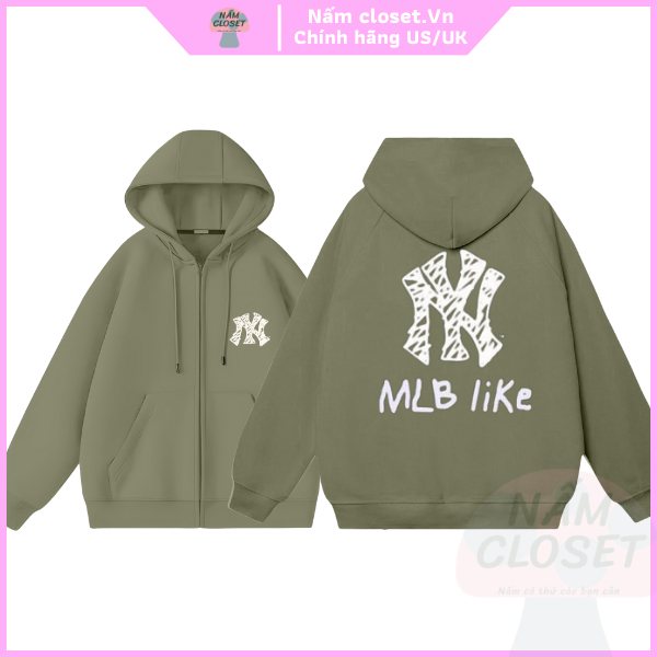 Áo Khoác Hoodie Zip NY MLB Chất Nỉ Bông Cao Cấp Form Rộng Nam Nữ Unisex - NấmCloset015