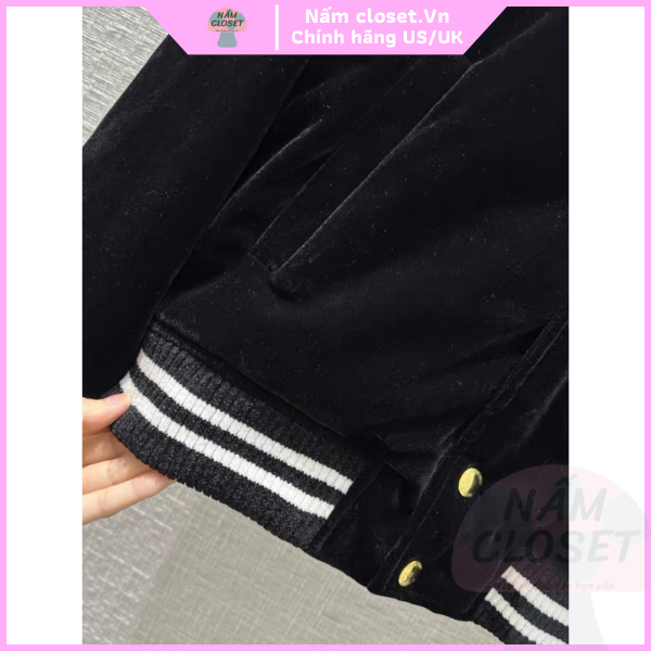 Áo khoác boomber varsity jacket chất da lộn lót lông cao cấp form rộng cá tính - NấmCloset014