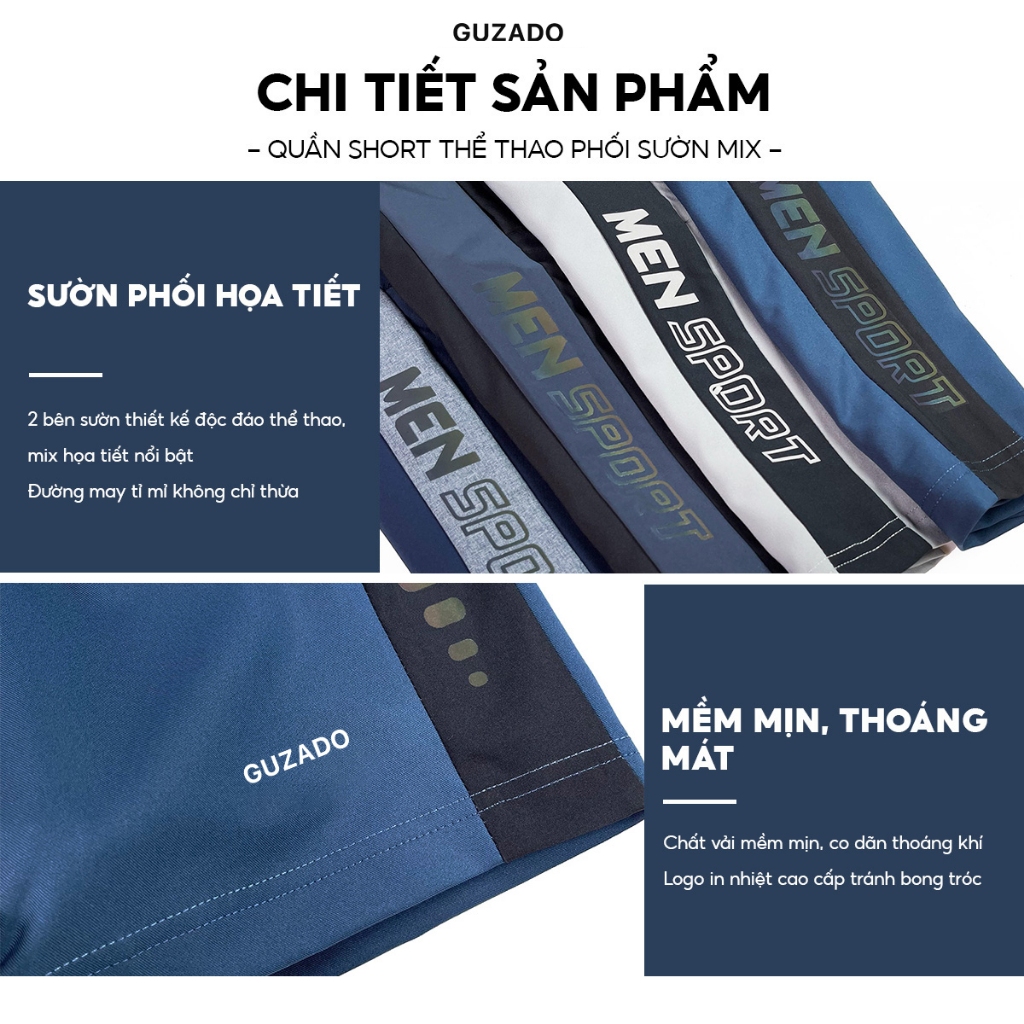 Quần Đùi Chạy Bộ Nam GUZADO Vải Gió, Thoáng Khí, Co Giãn Hoạt Động Thể Thao Thoải Mái MSR2210