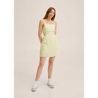 Mango Đức - Đầm hoa nhí ôm body hai dây khoét eo hai lớp lót cotton vàng sale auth new tag chính hãng có sẵn 27079405