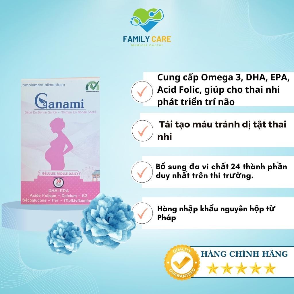 vitamin tổng hợp cho bà bầu GANAMI Bổ sung Omega3, DHA, EPA, Acid folic Vitamin Giúp Con Yêu Thông Minh Từ Trong Bụng Mẹ