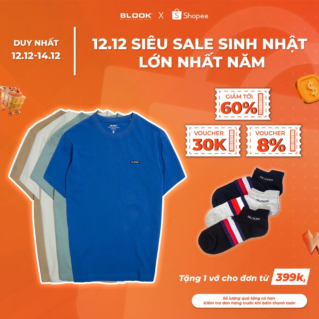 Áo Thun Nam BLOOK Cotton Co Giãn 4 Chiều , Đứng Form