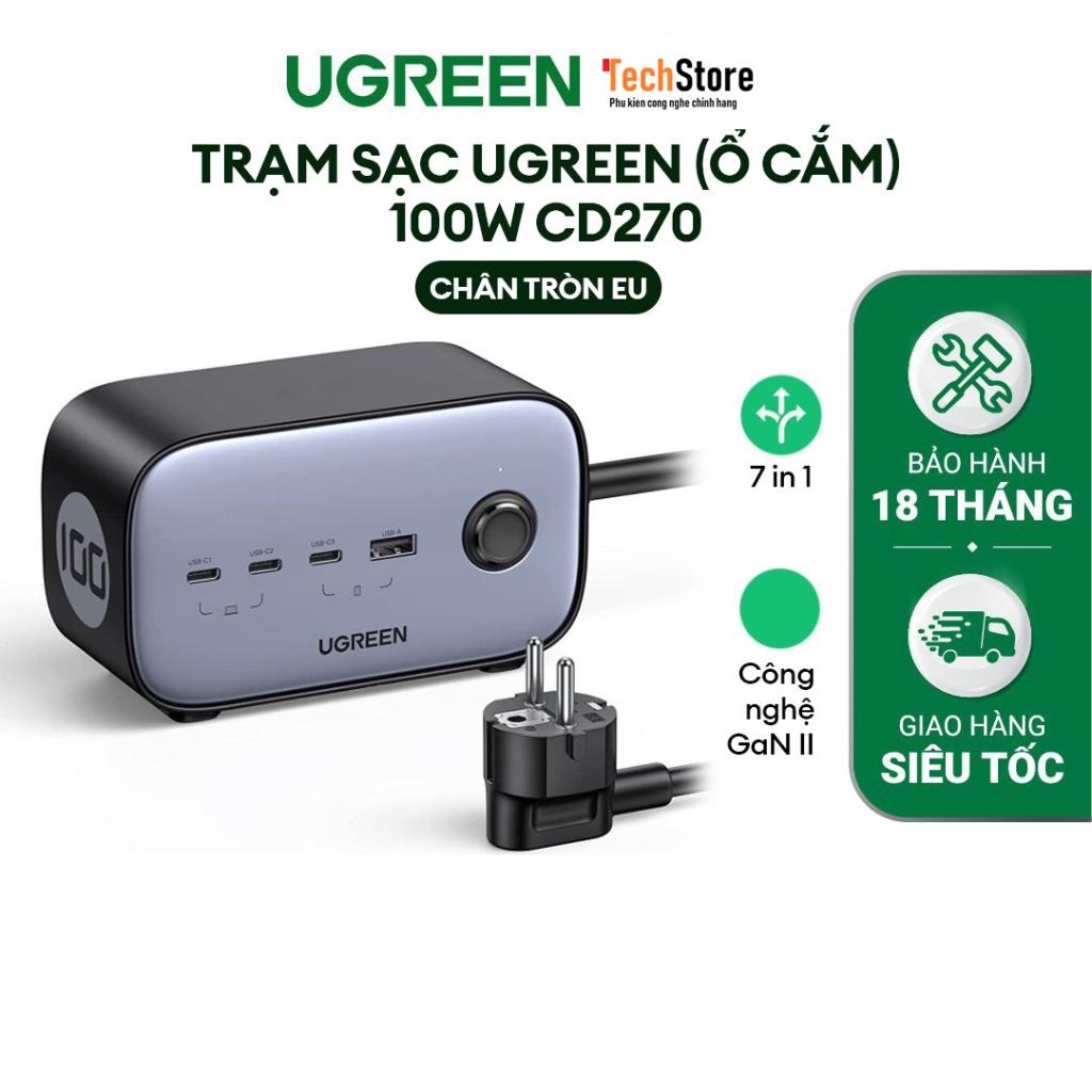 Trạm Sạc Ugreen 100W USB C DigiNest Pro - CD270 ( PHÂN PHỐI CHÍNH HÃNG, BẢO HÀNH 18 THÁNG )
