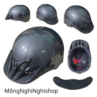 Mũ bảo hiểm cabon cao cấp mũi da ,mũi givi- bảo hành 12 tháng