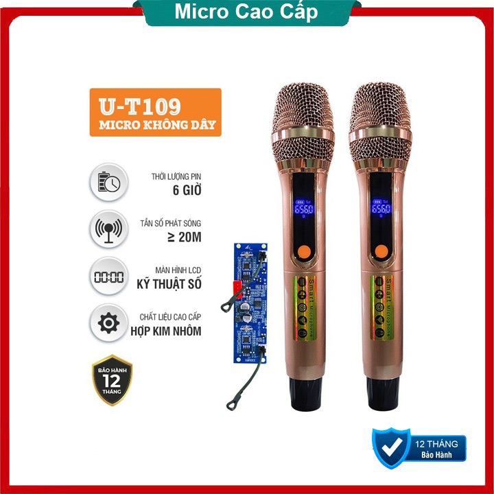 Bộ micro hát karaoke không dây UHF UH99 | T109 | UD22 | UD21 | UD152 Cao cấp, Bo mạch chuyên thay thế cho Loa kéo