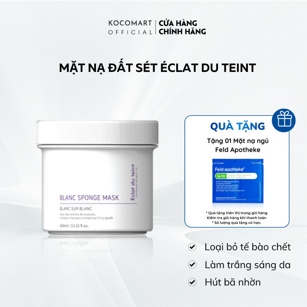 Mặt nạ đất sét ÉCLAT DU TEINT Hàn Quốc loại bỏ bã nhờn, nâng tone nhẹ nhàng - 400ml