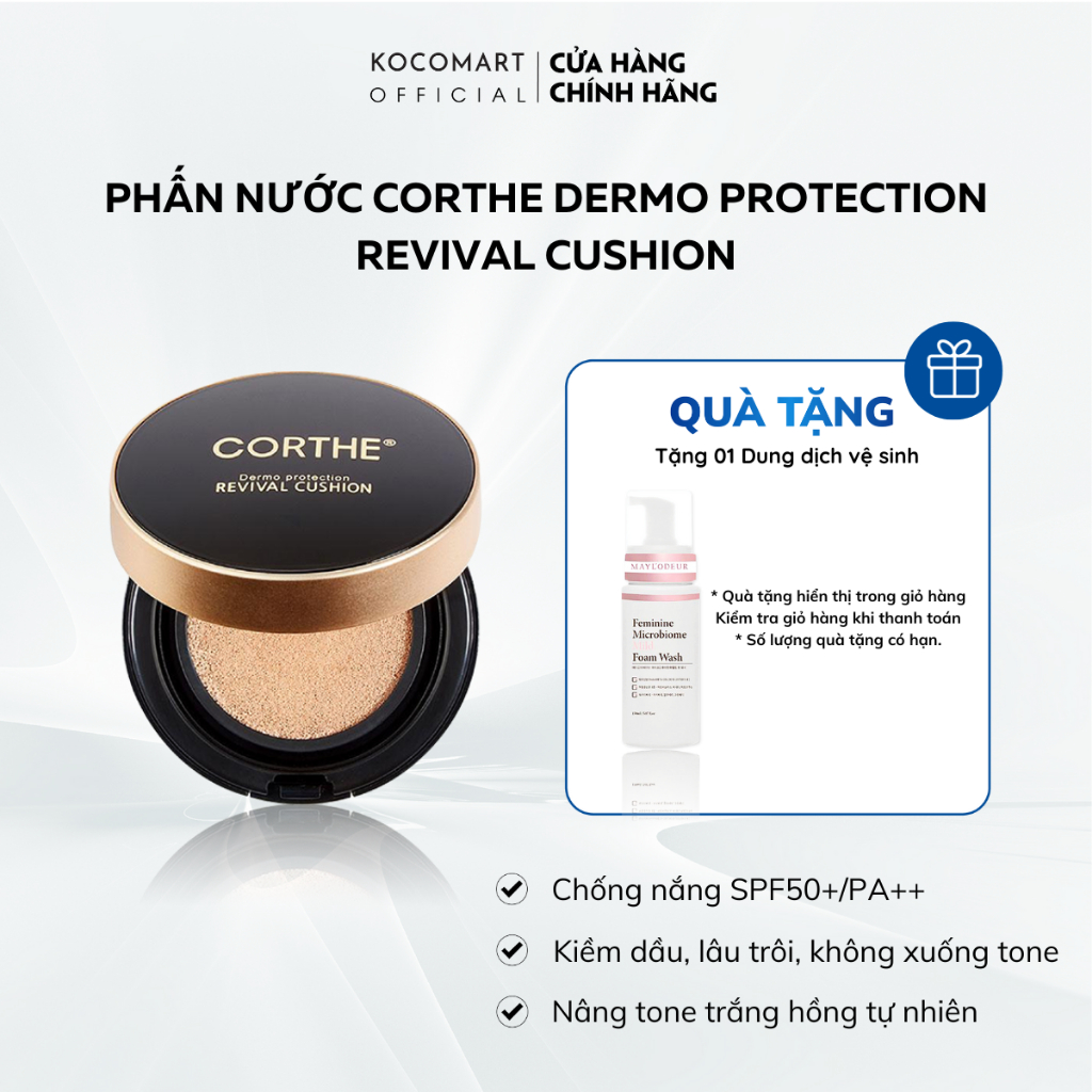 Phấn nước CORTHE DERMO PROTECTION REVIVAL CUSHION SPF50+/PA+++ - TONE 21