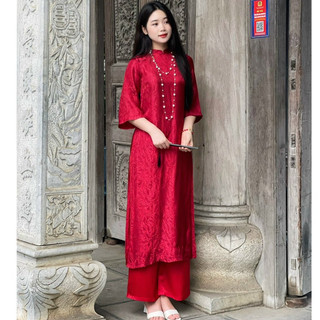 Set Áo Dài Cách Tân Dáng Suông Lụa Tằm