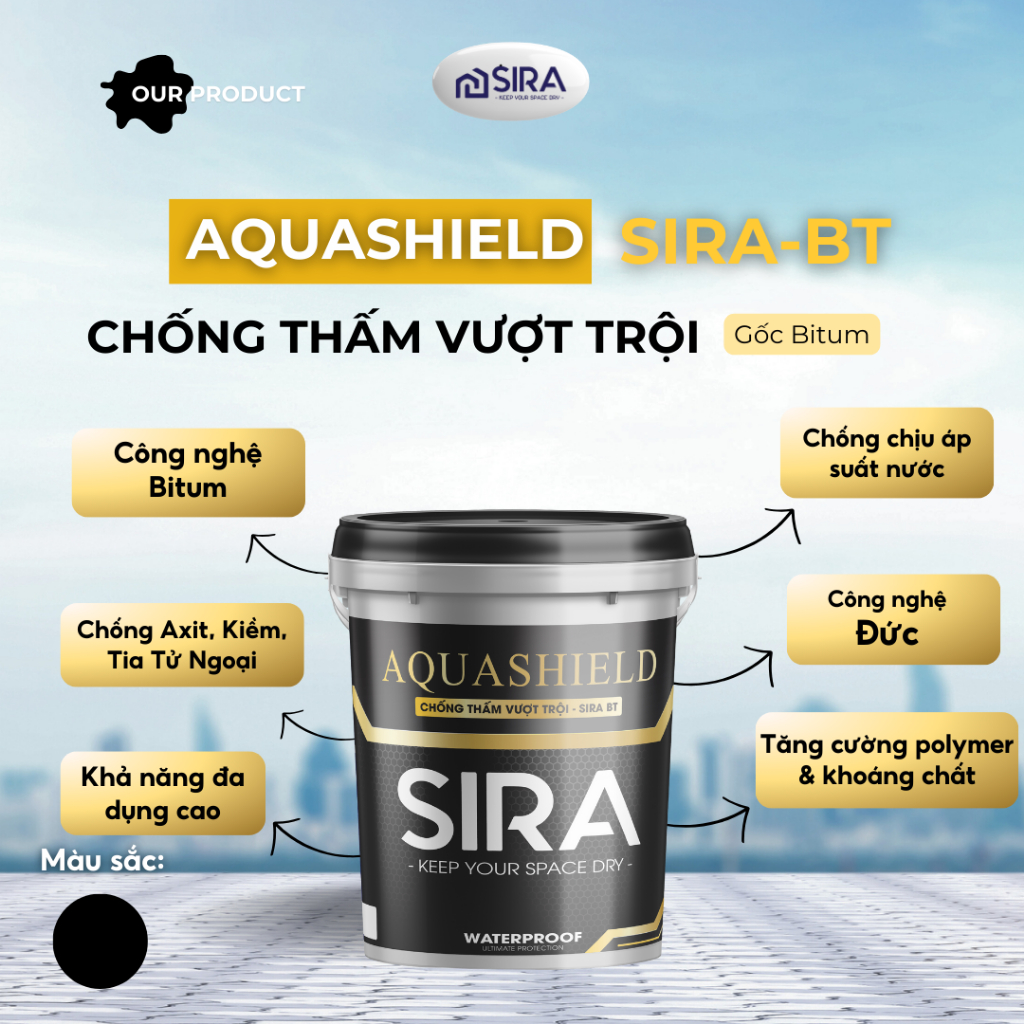 Sơn Chống Thấm Vượt Trội SIRA BT 1L - Chuyên Chống Thấm Bể Cá