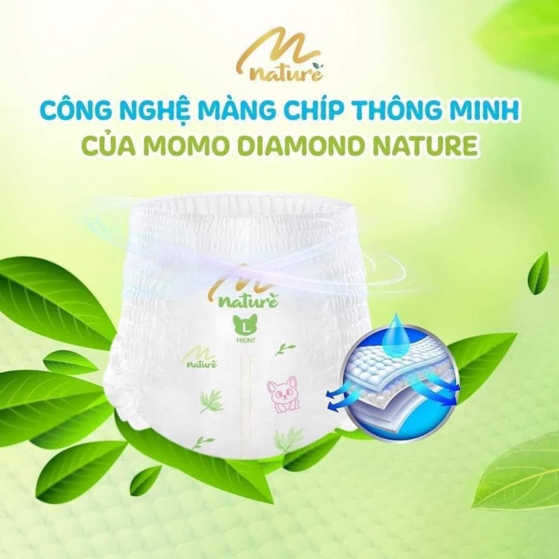 Tã/Bỉm MOMO NATURE/ MOMO DIAMOND dán/quần NB66/S64/M62/M60/L54/XL50/XXL48/XXXL46