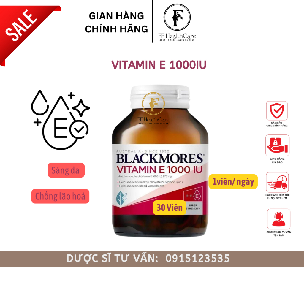 Viên Uống Vitamin E Blackmores 1000IU Chính Hãng Úc 30 Viên