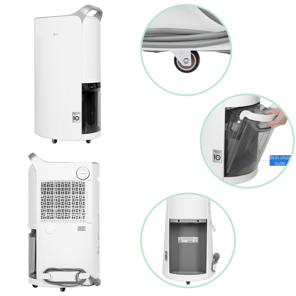 Máy hút ẩm LG Dual Inverter 16L Trắng | Máy lọc không khí và hút ẩm MD16GQSE0 | Sấy khô giầy tủ quần áo | BH chính hãng