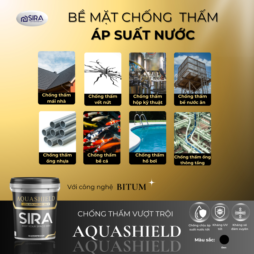 Sơn Chống Thấm Vượt Trội SIRA BT 1L - Chuyên Chống Thấm Bể Cá