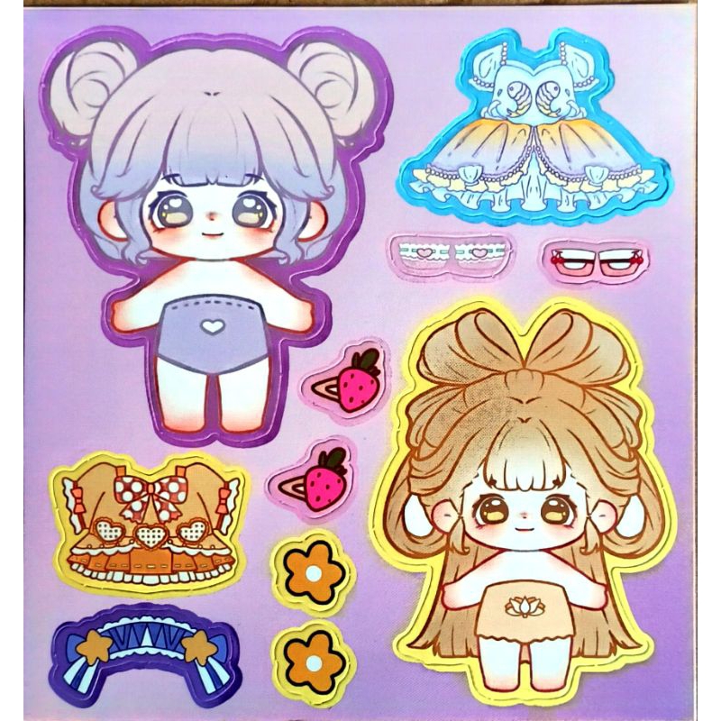 Bìa 18 bộ sticker công chúa thay đồ , dán tương tác sáng tạo phòng công chúa , sticker dấu gâu , sticker sarino