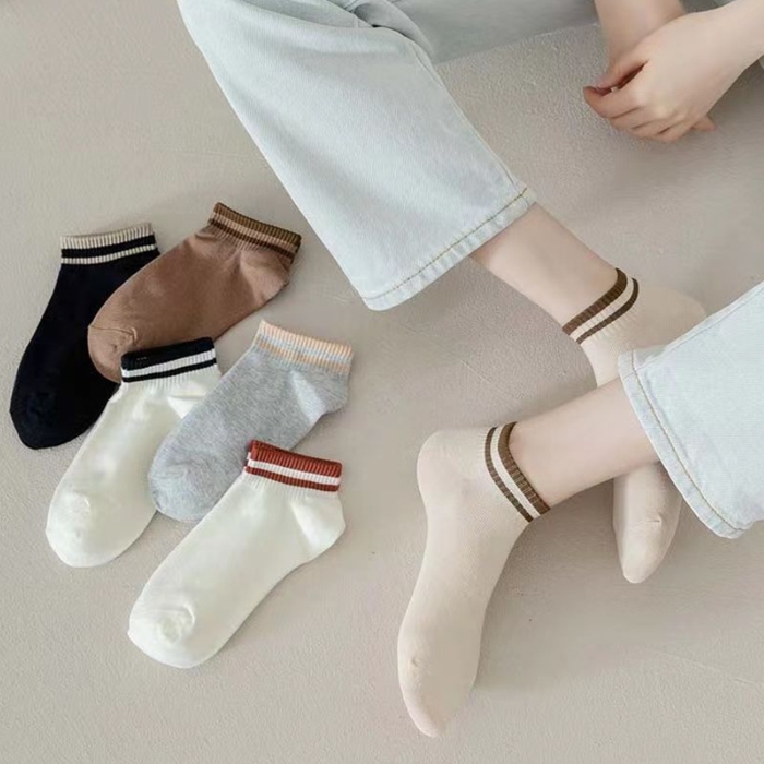 TẤT NỮ CỔ NGẮN CÓ VẠCH KẺ T04