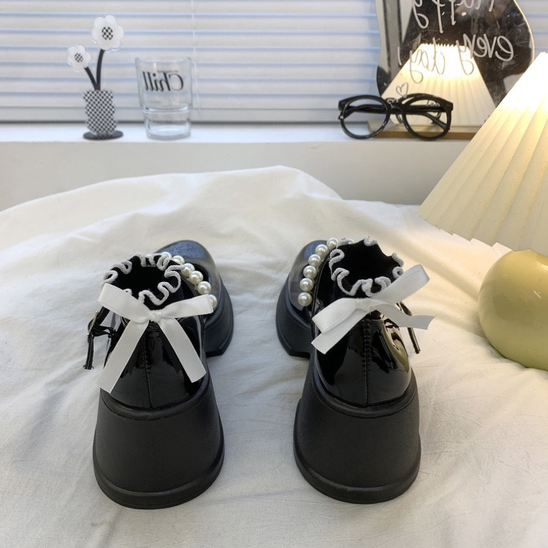 Giày cao gót quai ngọc mũi tròn độn đế tabao ,Giày nữ lolita đế vuông cao 5phân phong cách tiểu thư freeship