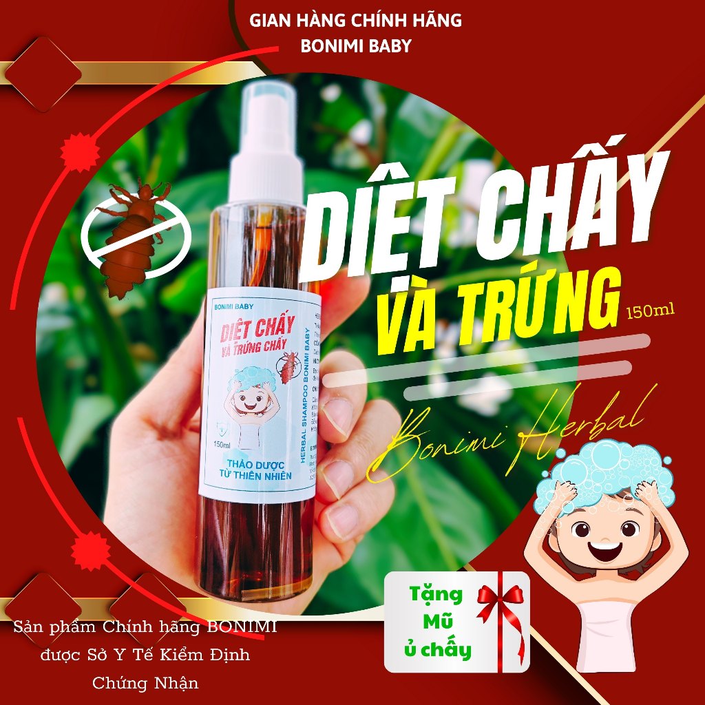 Dầu Gội Hết Chấy Chí Và Trứng. Ủ Chấy Gia Truyền. Dầu Gội Chí Chấy Bonimi Baby 150ml