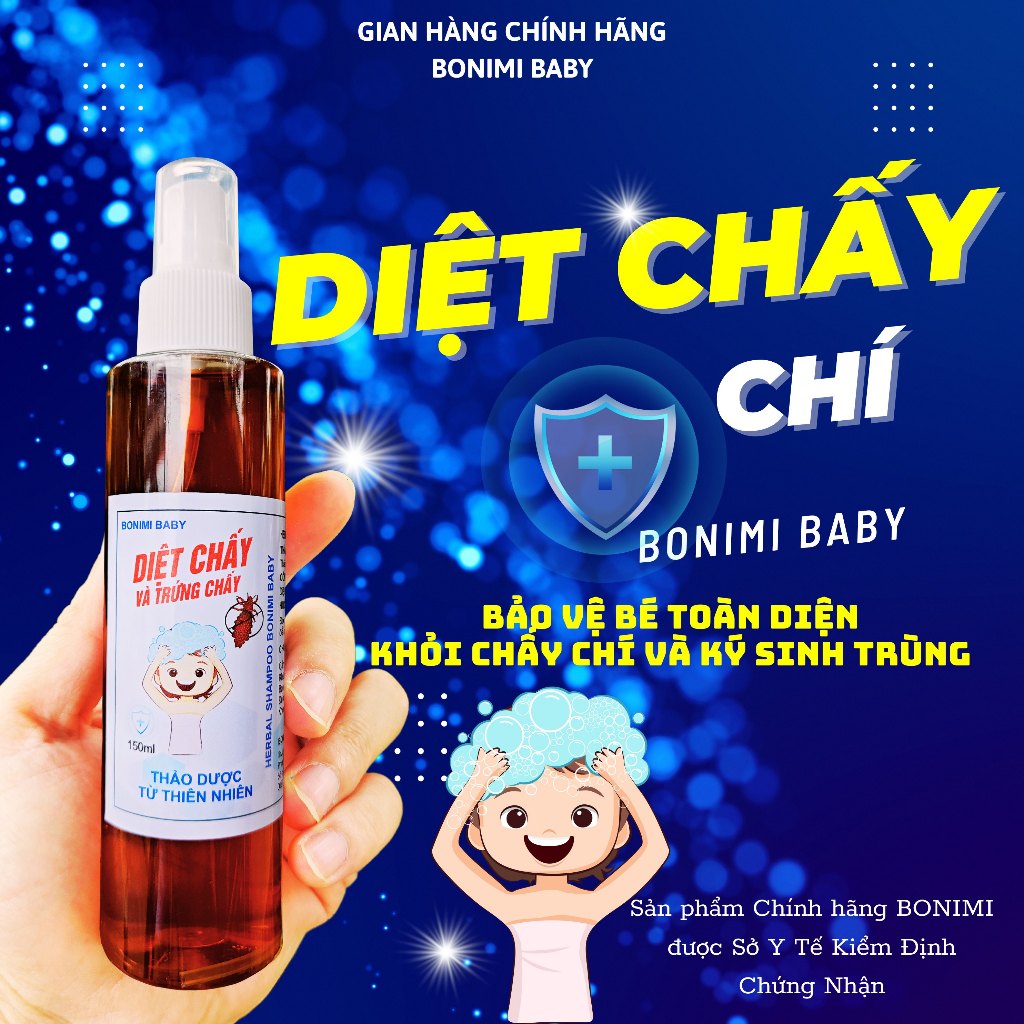Ủ Chấy 1 lần duy nhất cho bé. Dầu gội chấy chí Bonimi Baby Chính Hãng. Ủ Chấy. Dầu Gội Chấy Chí 150ml
