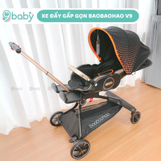 Xe đẩy gấp gọn cho em bé Baobaohao V9 màu cam - Chế độ giảm xóc - Xoay 360 độ