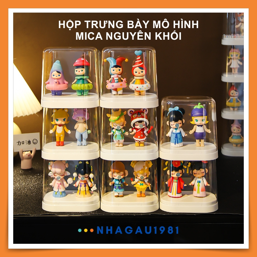Hộp Mica Trong Suốt Đúc Nguyên Khối Trưng Bày Mô Hình Đồ Chơi Popmart Dimoo Hirono Jelly