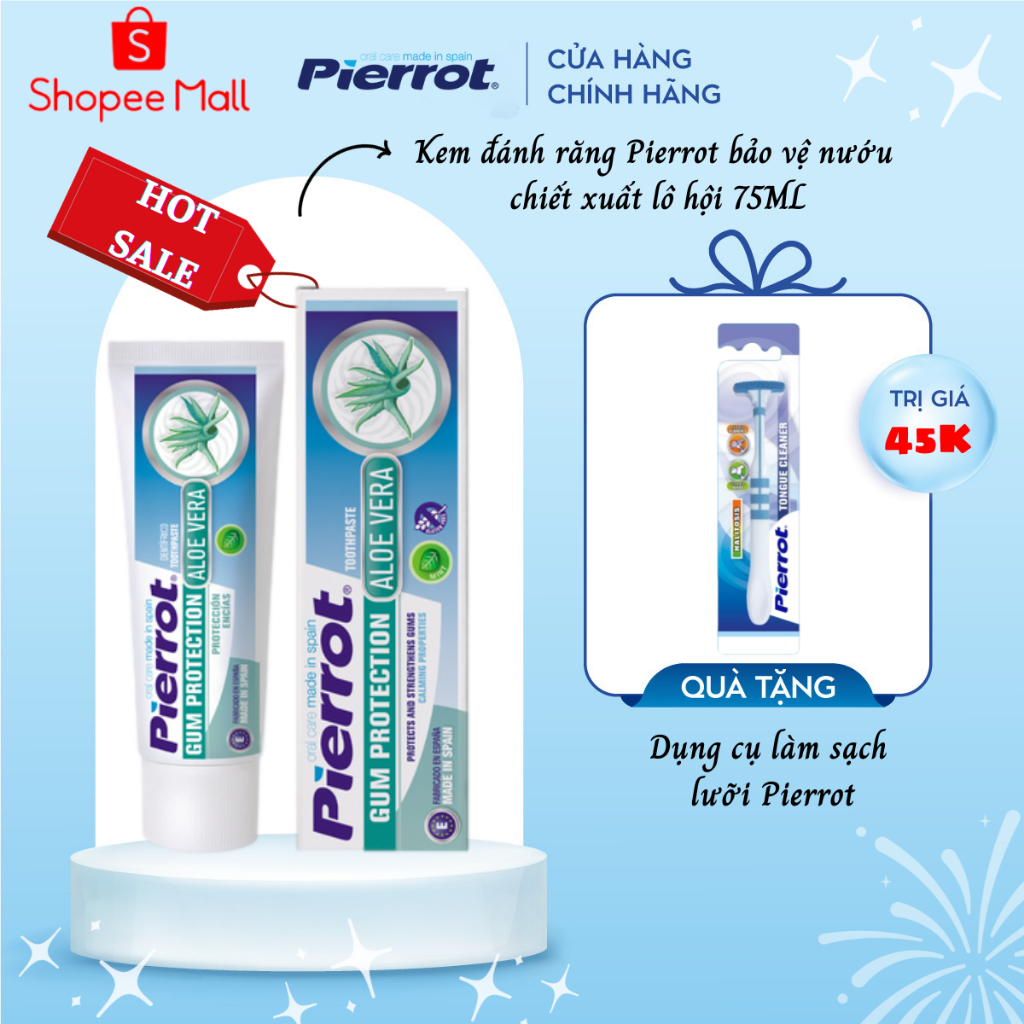 [Tặng cạo lưỡi] Kem đánh răng bảo vệ nướu Pierrot 75ml