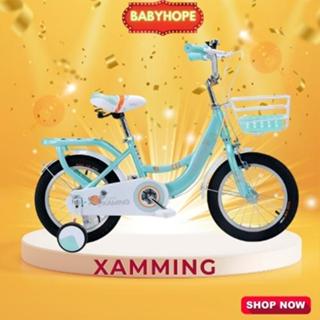 Xe đạp trẻ em size 12 - 14 -16 inch cho bé  từ 2 đến 8 tuổi có bánh phụ giỏ xe, còi BABYHOPE