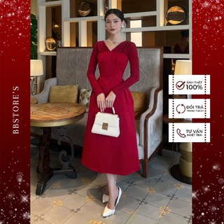  BBSTORE'S Đầm Xòe Tay Dài Dự Tiệc Cổ V Siêu Xinh -D1608