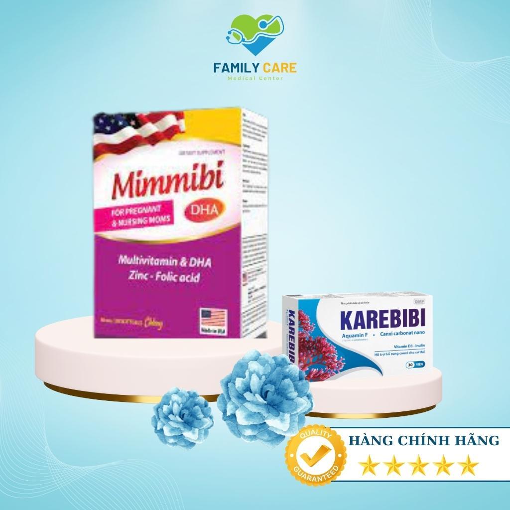 Vitamin tổng hợp cho bà bầu-Bổ sung sắt,Canxi Hữu Cơ, Acid Follic, DHA  cho phụ nữ mang thai -KAREBIBI &amp; Mimmibi