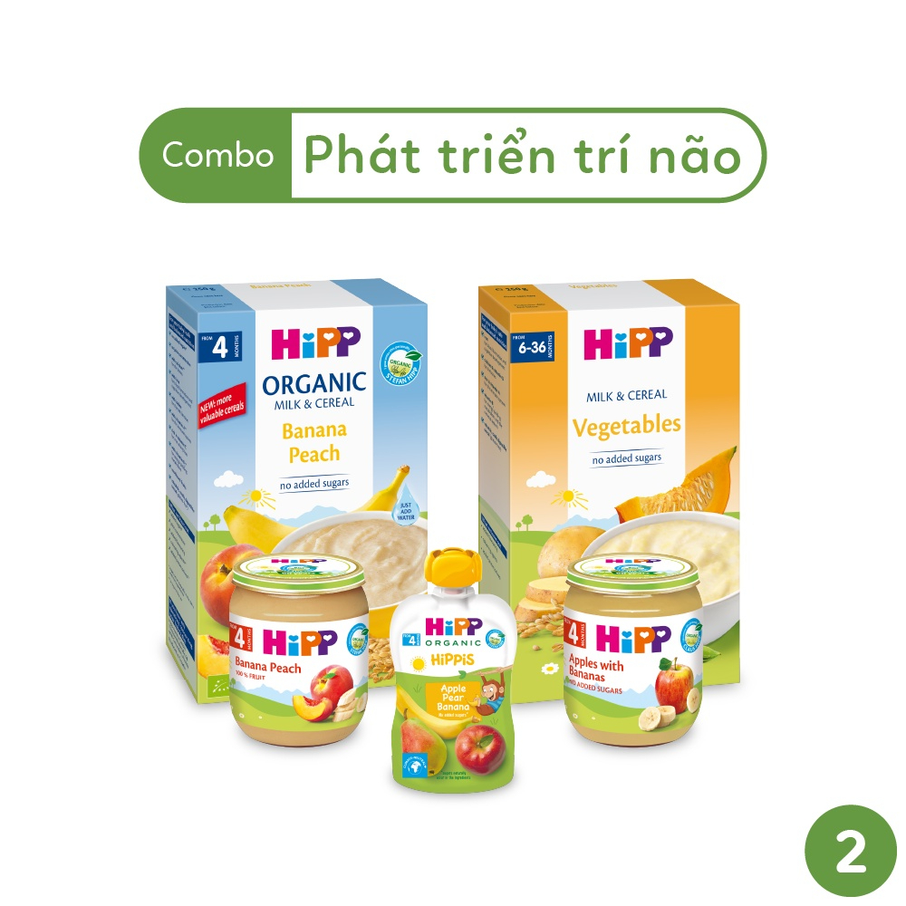 Combo ăn dặm HiPP Organic số 2: Phát triển trí não