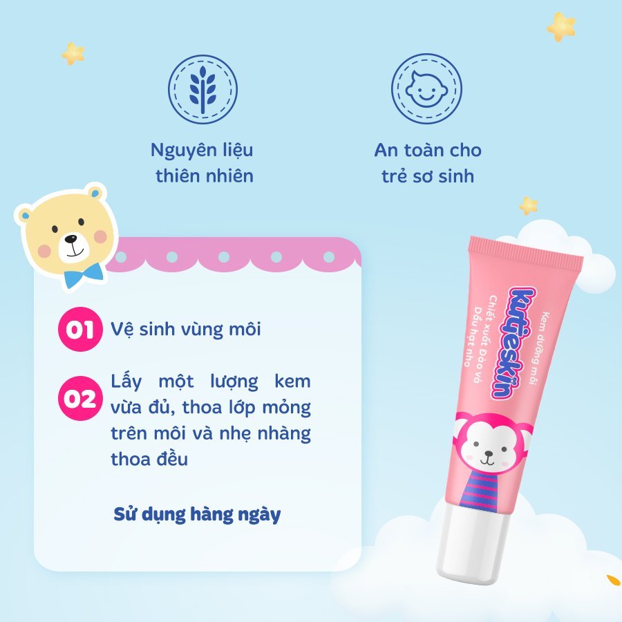 Combo Son dưỡng môi dạng kem + Kem dưỡng ẩm cho bé Kutieskin 30gr