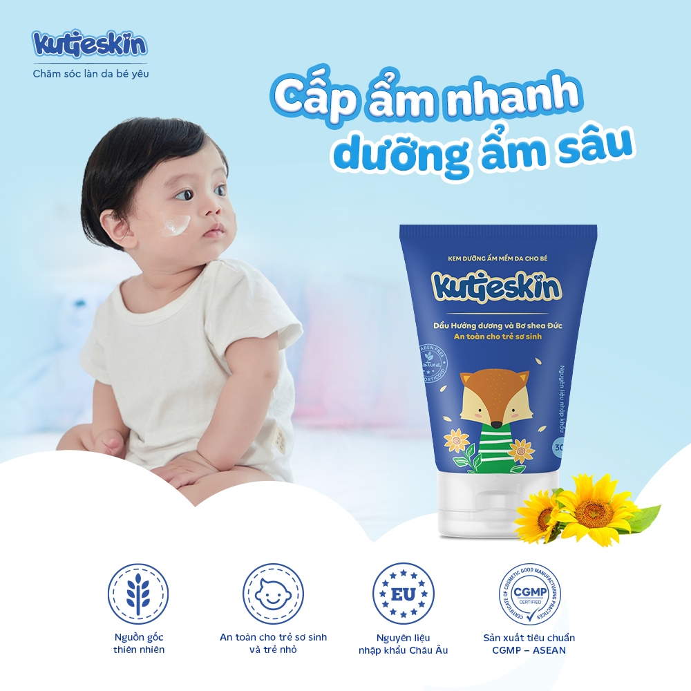 Combo Son dưỡng môi dạng kem + Kem dưỡng ẩm cho bé Kutieskin 30gr