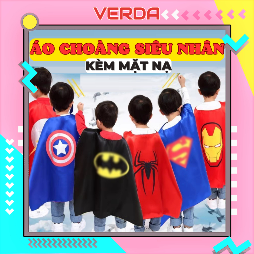 Áo choàng siêu nhân cho bé trai gái người nhện - spider man ironman captain america elsa spiderman VERDA [KÈM MẶT NẠ]