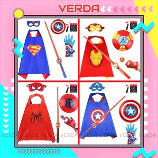Áo choàng siêu nhân Bộ Kiếm Khiên Găng nhện spider man ironman captain america bé trai VERDA [KÈM PIN VÍT+MẶT NẠ]