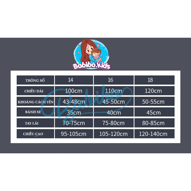 Xe đạp trẻ em khung nhôm phanh đĩa, xe đạp cho bé BABIBOKIDS từ 2 đến 12 tuổi