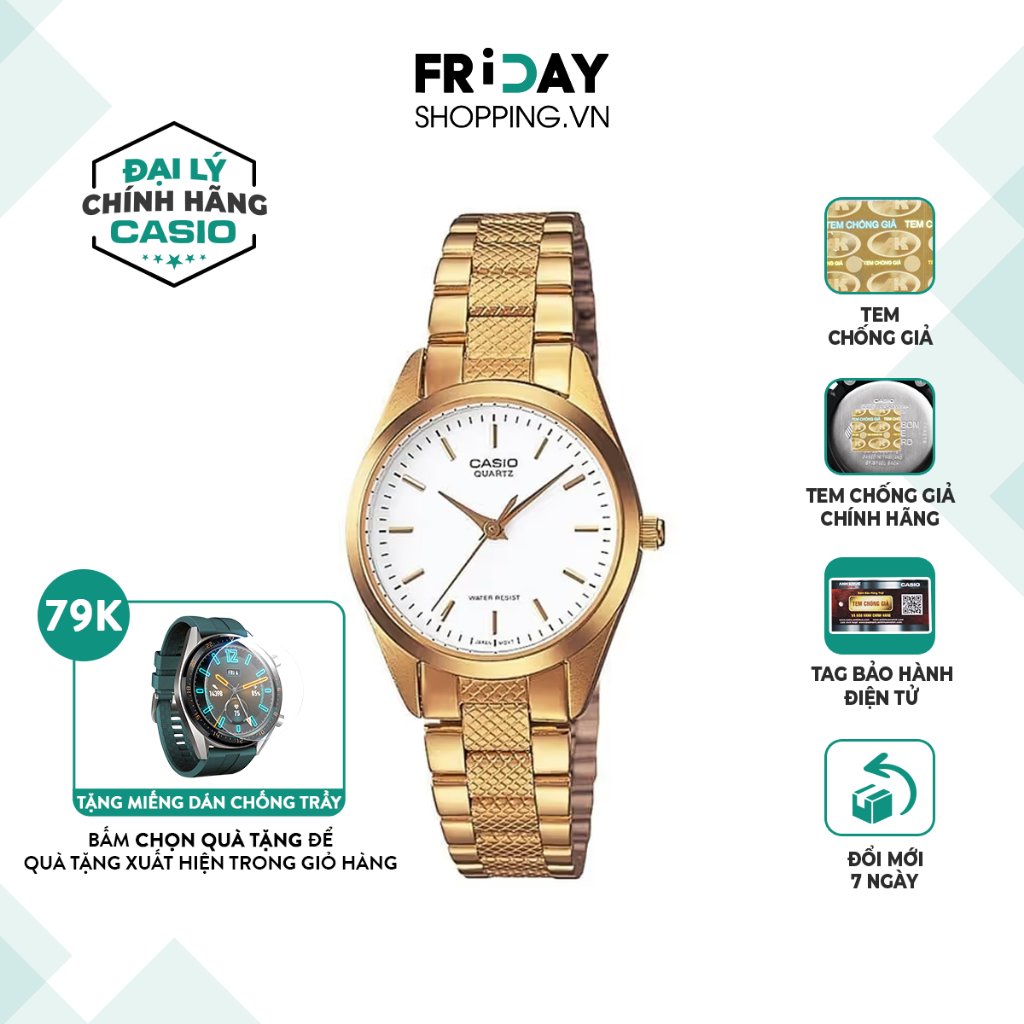 Đồng hồ Casio nữ LTP-1274G-7ADF dây kim loại chính hãng