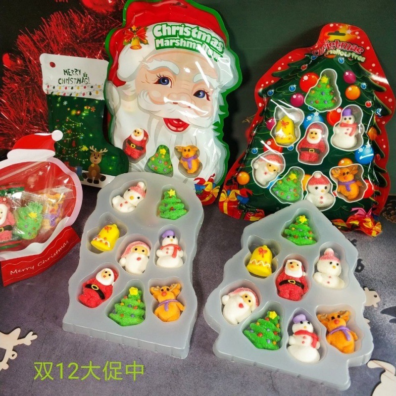Kẹo Dẻo Bông Đường Noel, Kẹo Bông Gòn Trang Trí Giáng Sinh, Kẹo Marshmallow Cây Thông Tiệm Ăn Vặt Thuỳ Bùi