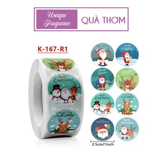 Cuộn 500 nhãn dán sticker giáng sinh noel - cuộn sticker thưởng cho bé hình ông già noel - quà tặng noel