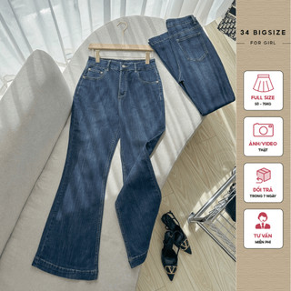 Quần jean bigsize ống loe 34QJ008 34 BIGSIZE, quần jean dài cao cấp co giãn tôn dáng sang chảnh