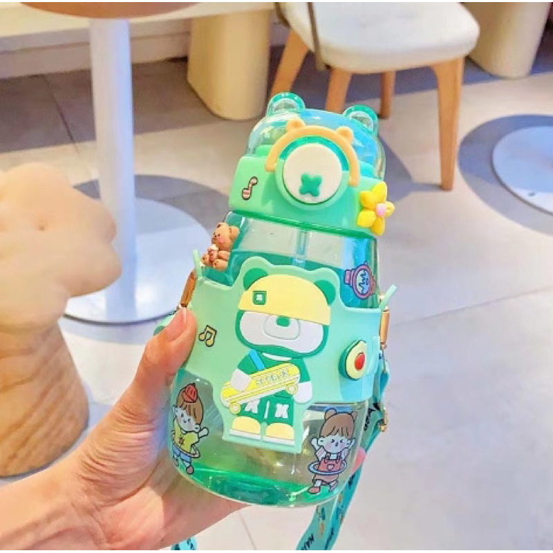 Bình nước nhựa hình Gấu Tippo Home dễ thương cho trẻ em dung tích 600ml - YEWE HOME