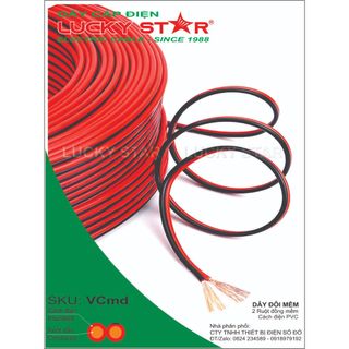 Dây đôi mềm vcmd 2x0.75 mm2 i 2 lõi đồng mềm i cách điện pvc i cuộn 100 mét i cáp điện lucky star