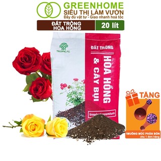 Đất Trồng Hoa Hồng Greenhome, Bao 20dm3 (10kg), Hữu Cơ, Trộn Sẵn, Tiện Lợi, Đầy Đủ Dinh Dưỡng